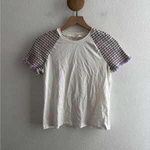 Maje Tweed Sleeve Tee Size 1 (Small)